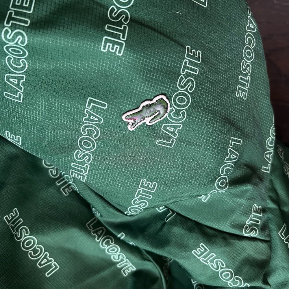 Lacoste L!VE Men's black green logo Print Reversible Quilted Jacket size 38 - Picture 5 of 15